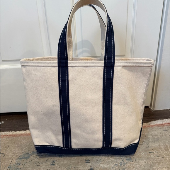 L.L. Bean Handbags - L.L. Bean Boat and Tote Classic Canvas Tote Bag with Navy Blue Details